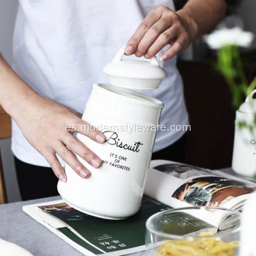 Caja de almacenamiento de alimentos de cerámica blanca de diseño moderno